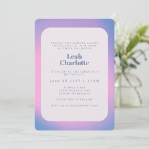 Trendy Modern Gradient Lavender Lila Bat Mitzvah Einladung