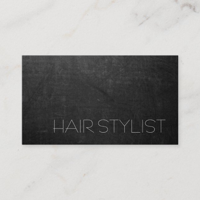 Trendy Modern Gray Chalkboard Hair Stylist Visitenkarte (Vorderseite)
