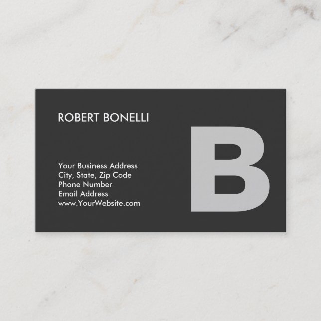 Trendy Modern Gray Monogram Business Card Visitenkarte (Vorderseite)
