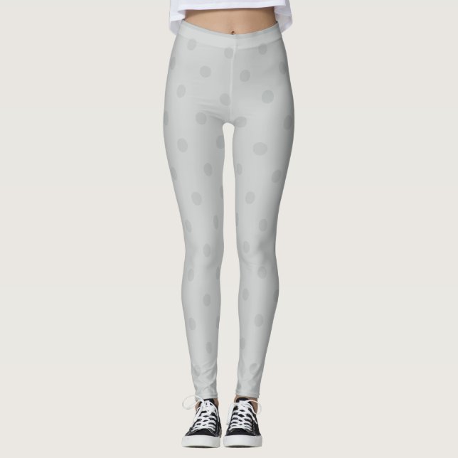 Trendy Modern Gray Polka Dot Leggings (Vorderseite)
