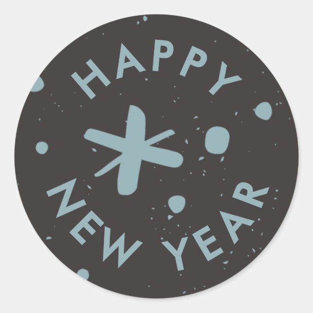 Trendy Modern Handwritten Happy New Year Sticker (Vorderseite)