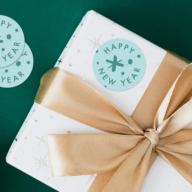 Trendy Modern Handwritten Happy New Year Sticker (Von Creator hochgeladen)