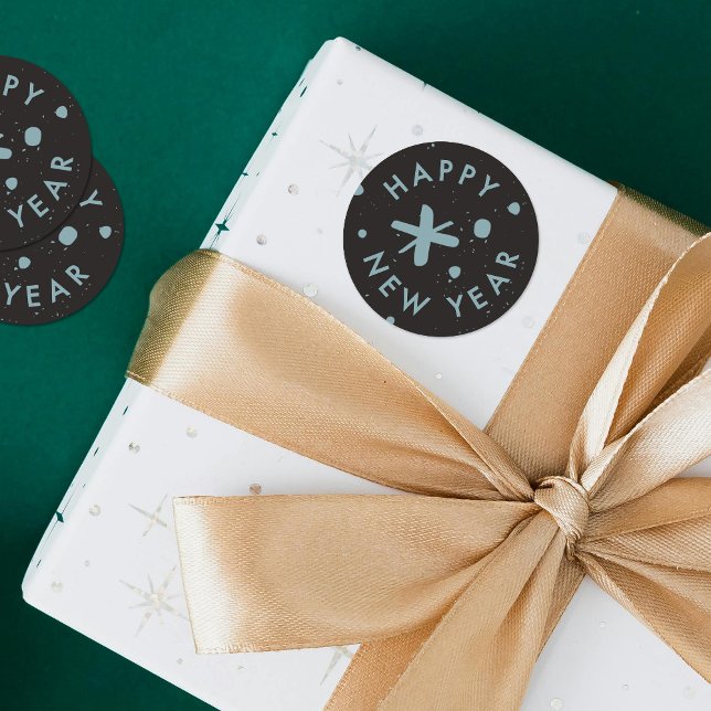 Trendy Modern Handwritten Happy New Year Sticker (Von Creator hochgeladen)