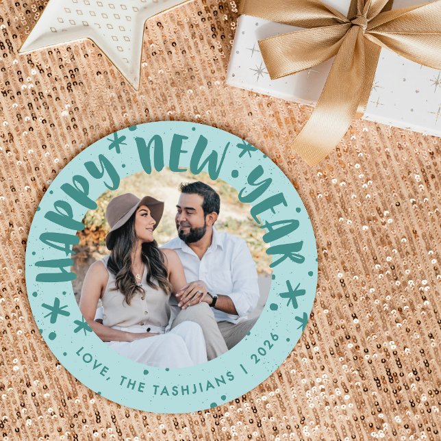 Trendy Modern Handwritten New Year Photo Card Einladung (Von Creator hochgeladen)