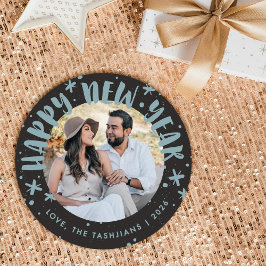 Trendy Modern Handwritten New Year Photo Card Einladung