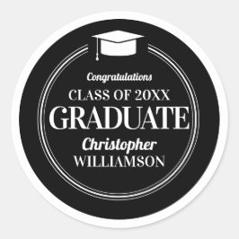 Trendy Modern Herzlichen Glückwunsch Graduate Runder Aufkleber