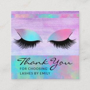 Trendy Modern Iridescent Chic Danke Lash Care Quadratische Visitenkarte