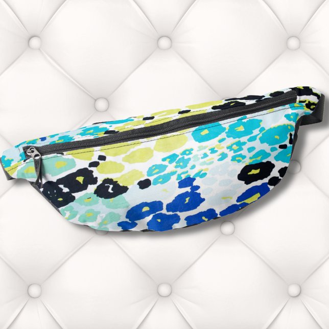 Trendy Modern Leopard Muster Bauchtasche (Trendy Glam Vibrant Aqua Blue Lime Leopard Print Fanny Pack)