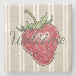 Trendy modern look dusty grey stripes strawberry steinuntersetzer