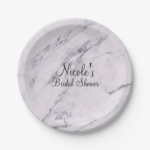 Trendy Modern Marble Elegante Hochzeit Feier Pappteller
