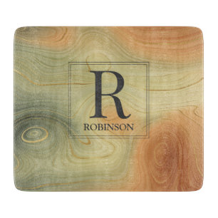 Trendy Modern Marble Monogram Schneidebrett