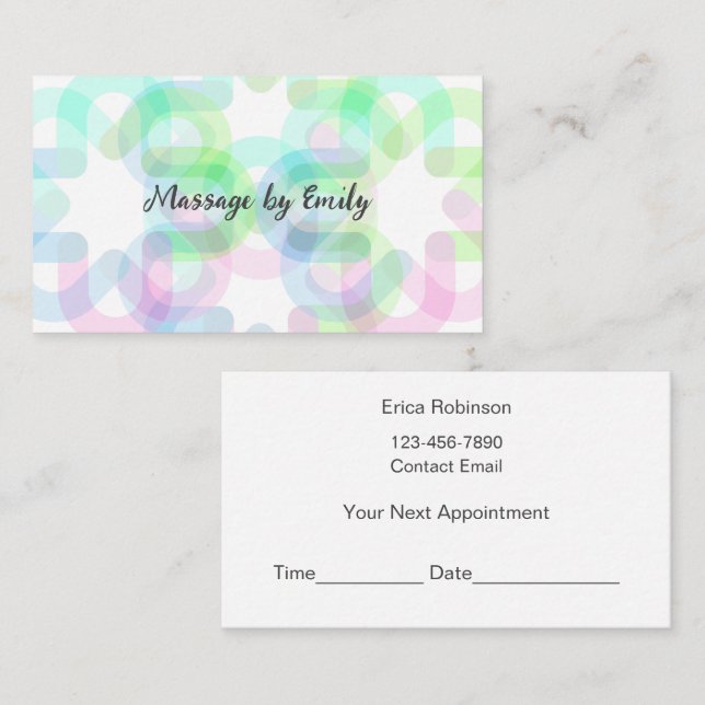 Trendy Modern Massage Appointment Business Cards  Visitenkarte (Vorne/Hinten)