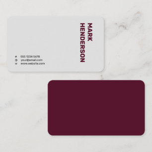Trendy Modern Minimal Burgundy Visitenkarte