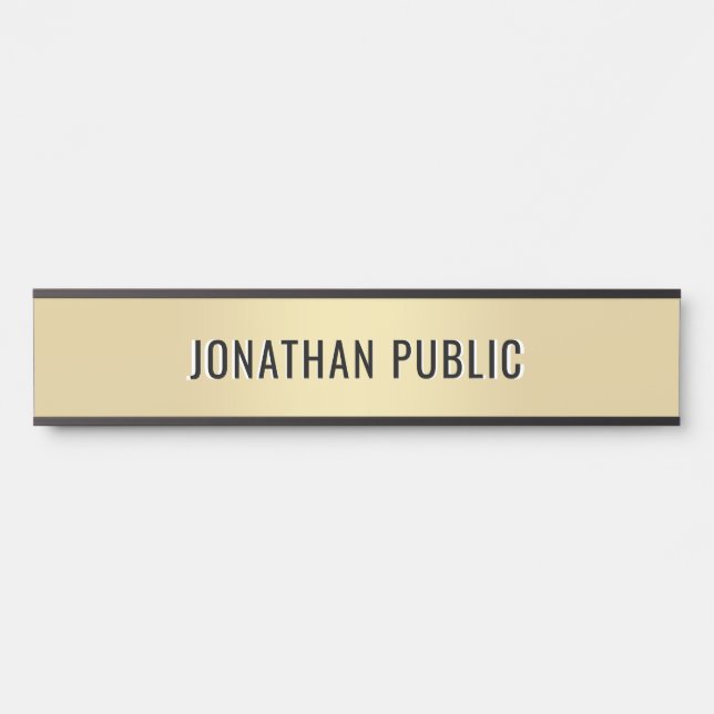 Trendy Modern Minimalist Template Elegant Gold Türschild (Vorderseite )
