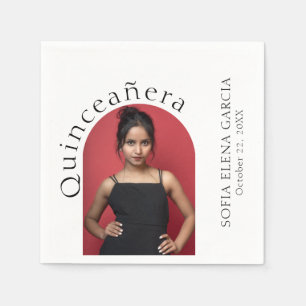 Trendy Modern Minimalistisch Arched Foto Quinceane Serviette