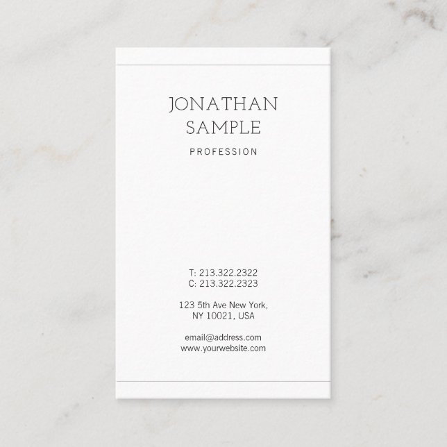 Trendy Modern Minimalistischer Design Chic Schlich Visitenkarte (Vorderseite)