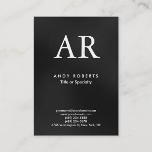 Trendy Modern Monogram Dark Gray Black Visitenkarte
