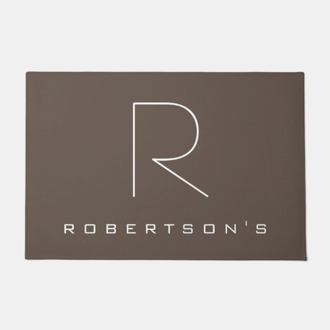 Trendy Modern Monogram Minimalistisch Familienname Fußmatte (Vorderseite)