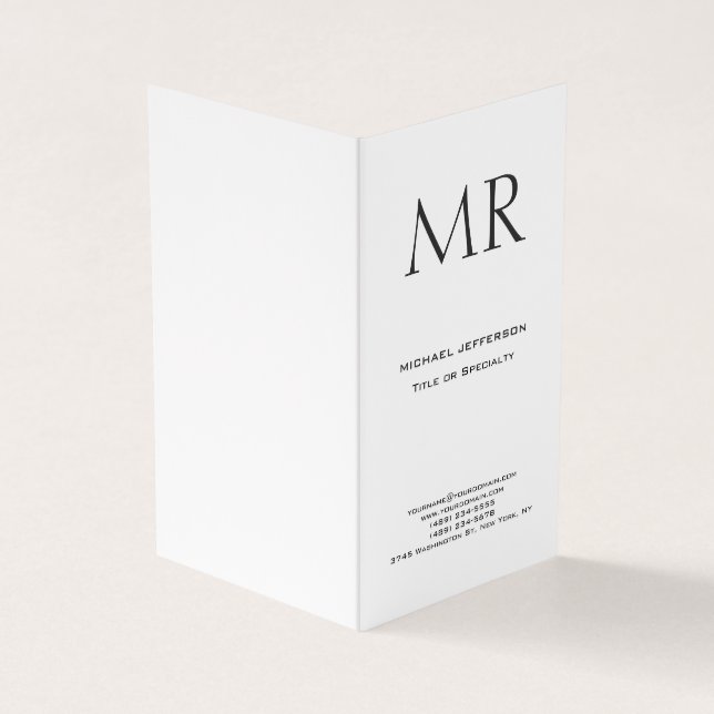 Trendy Modern Monogram Plain Minimalist Visitenkarten (Vorderseite)