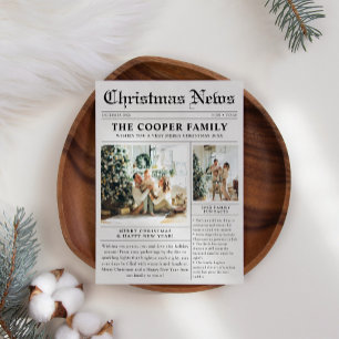 Trendy Modern Newspaper Christmas Foto Feiertagskarte