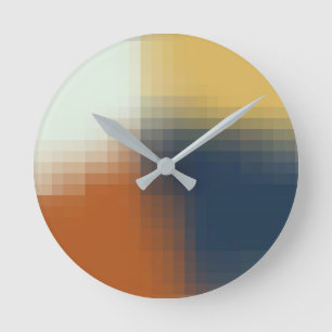 Trendy Modern Orange Blue Yellow Unique Pattern Runde Wanduhr