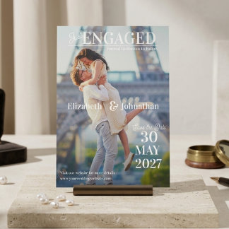 Trendy Modern Photo Magazine Save The Date Acryleinladungen