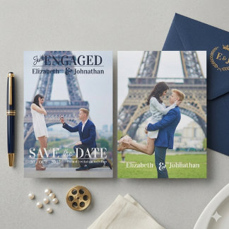 Trendy Modern Photo Magazine Save The Date Einladung