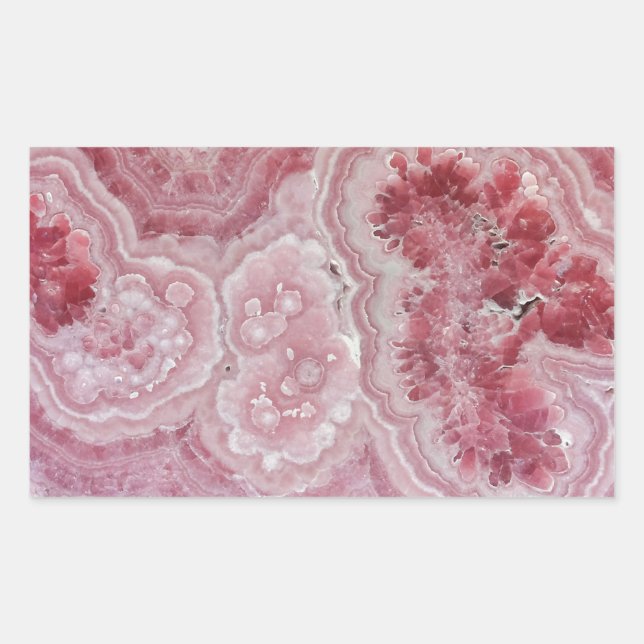 Trendy Modern Pink Agate Rechteckiger Aufkleber (Vorderseite)