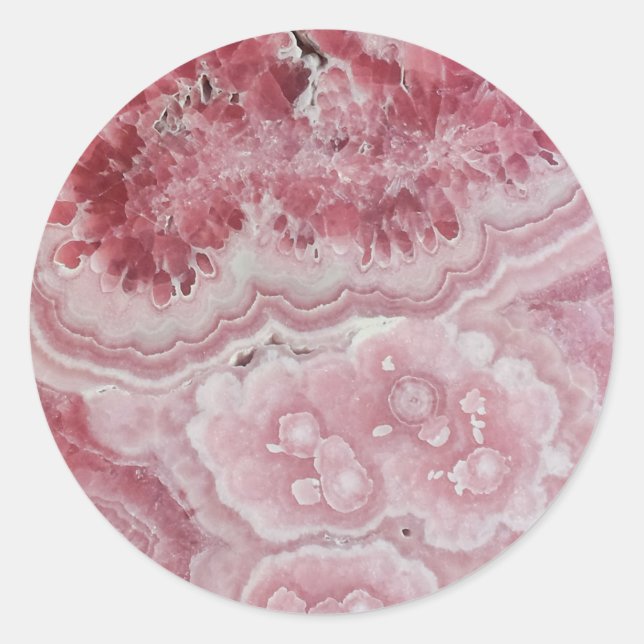 Trendy Modern Pink Agate Runder Aufkleber (Vorderseite)