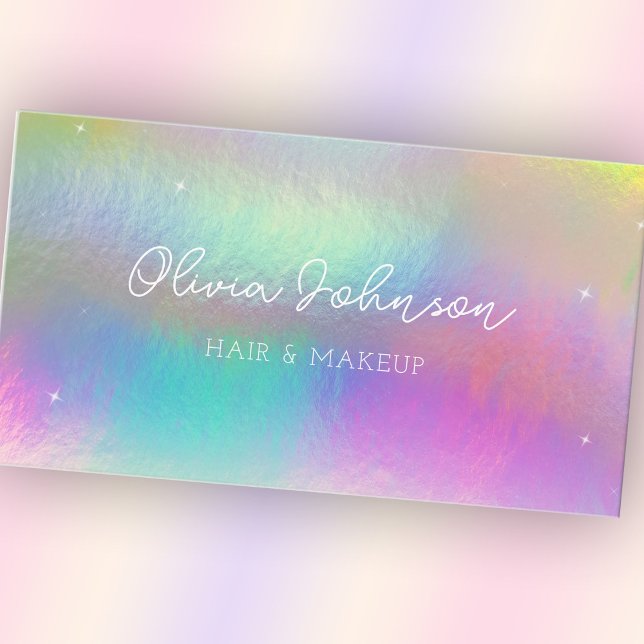 Trendy Modern Pink Blue Holographic Business Card Visitenkarte (Von Creator hochgeladen)