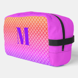Trendy Modern Pink Gradient Mermaid Monogram Waschbeutel