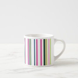 Trendy Modern Pink Green White Stripes Espressotasse