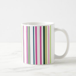 Trendy Modern Pink Green White Stripes Kaffeetasse