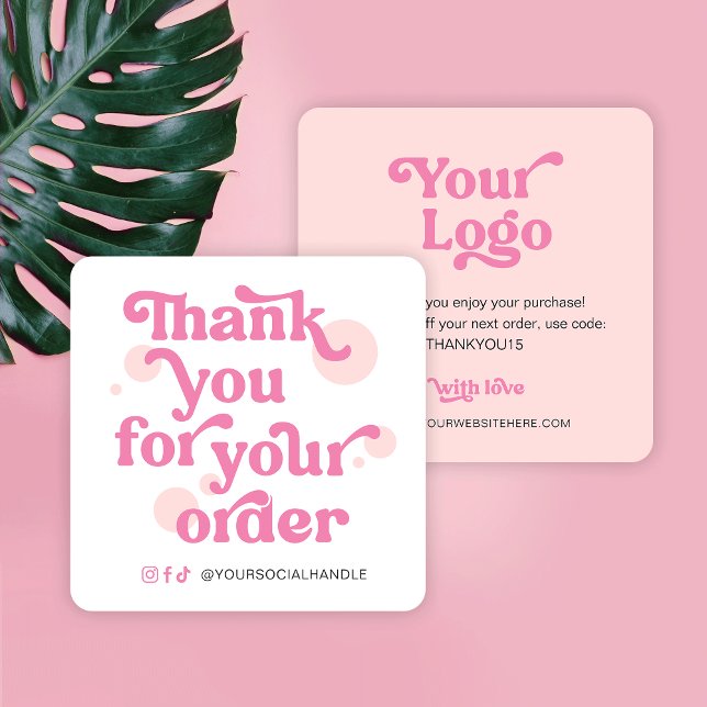 Trendy Modern Pink Logo Business Danke Karte (Von Creator hochgeladen)