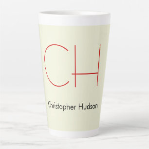 Trendy Modern Red Monogram Beige Milchtasse