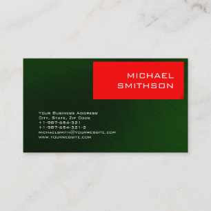 Trendy Modern Red Strip Green Business Card Visitenkarte