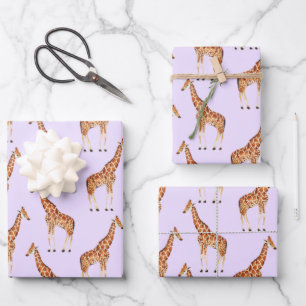 Trendy Modern Safari Jungle Animals Giraffe Geschenkpapier Set