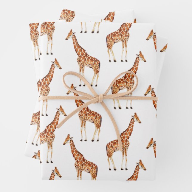 Trendy Modern Safari Jungle Animals Giraffe Geschenkpapier Set (Beispiel)
