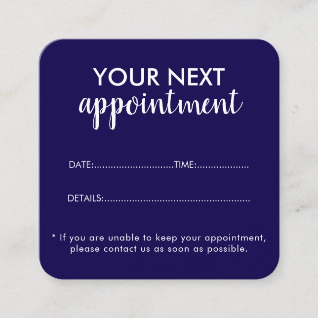 Trendy Modern Salon Appointment Reminder Card Terminkarte (Vorderseite)