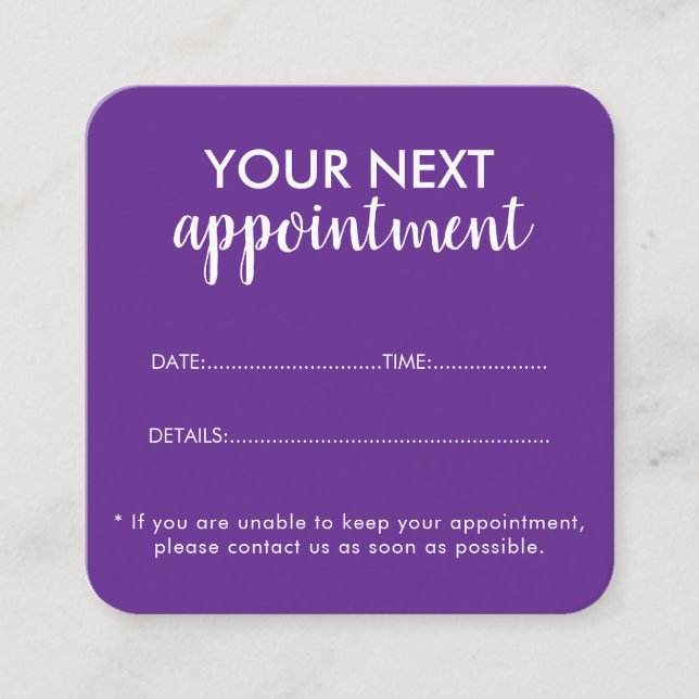 Trendy Modern Salon Appointment Reminder Card Terminkarte (Vorderseite)