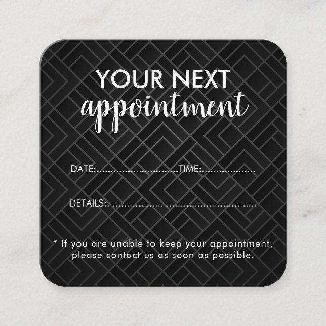 Trendy Modern Salon Appointment Reminder Card Terminkarte (Vorderseite)