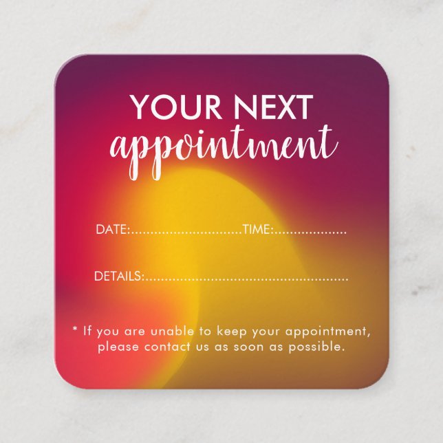 Trendy Modern Salon Appointment Reminder Card Terminkarte (Vorderseite)