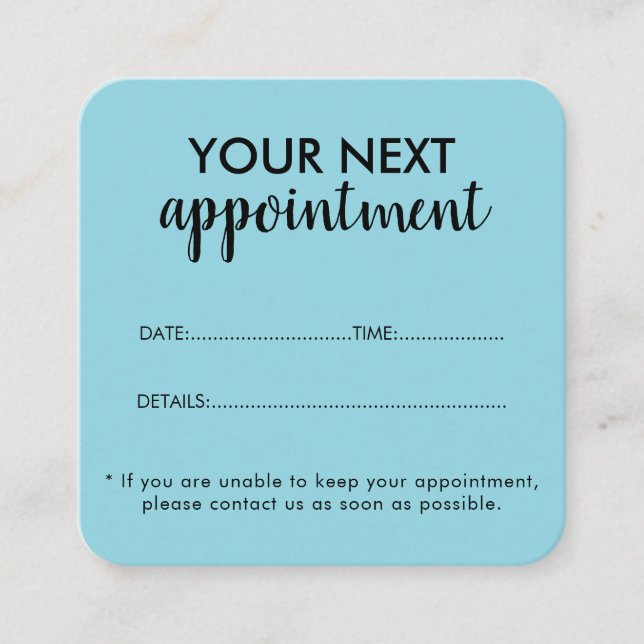 Trendy Modern Salon Appointment Reminder Card Terminkarte (Vorderseite)