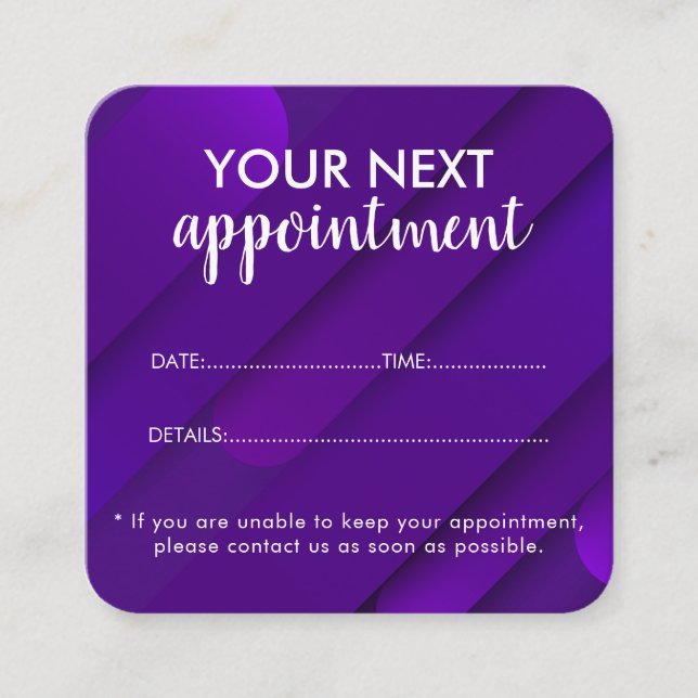 Trendy Modern Salon Appointment Reminder Card Terminkarte (Vorderseite)