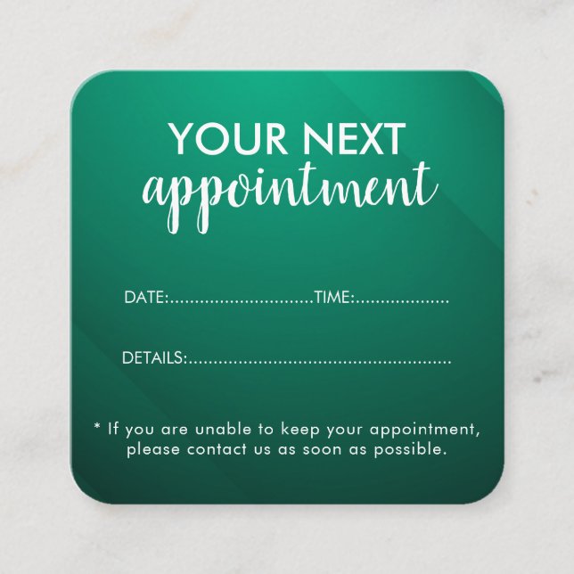 Trendy Modern Salon Appointment Reminder Card Terminkarte (Vorderseite)