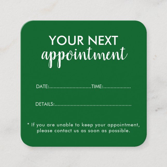 Trendy Modern Salon Appointment Reminder Card Terminkarte (Vorderseite)