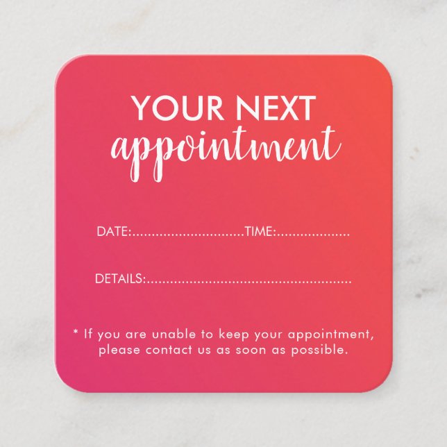 Trendy Modern Salon Appointment Reminder Card Terminkarte (Vorderseite)