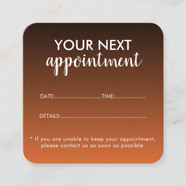 Trendy Modern Salon Appointment Reminder Card Terminkarte (Vorderseite)