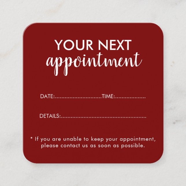 Trendy Modern Salon Appointment Reminder Card Terminkarte (Vorderseite)