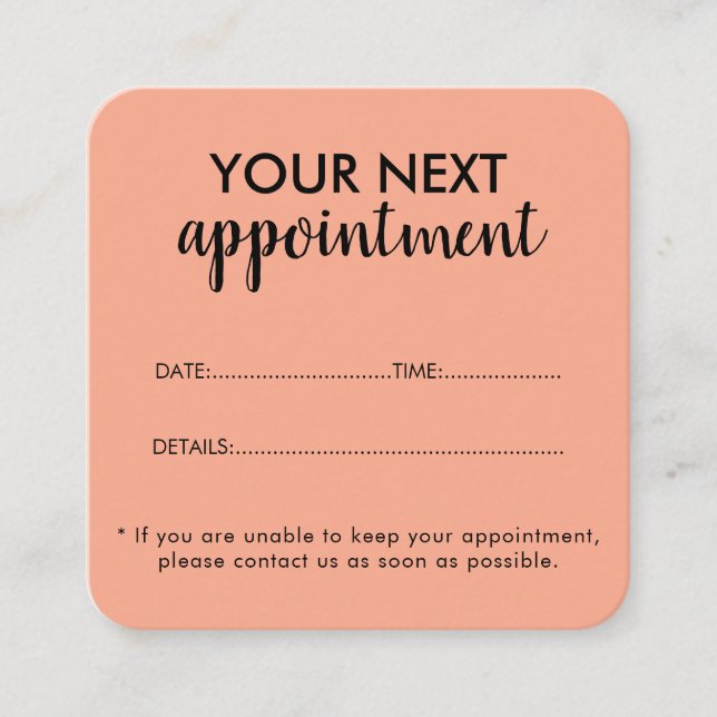 Trendy Modern Salon Appointment Reminder Card Terminkarte (Vorderseite)